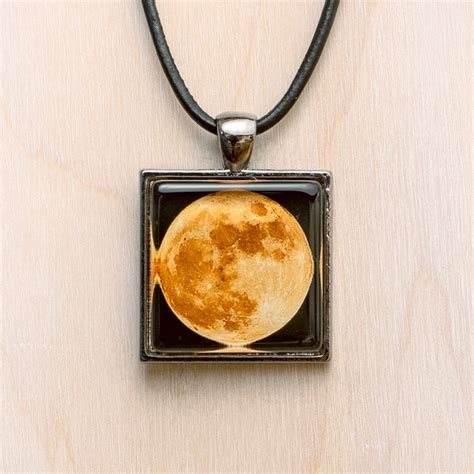 Full Moon Necklace Astronomy Necklace Lunar Jewelry Harvest Moon