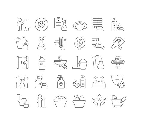 Set of linear icons of Sanitation 10561973 Vector Art at Vecteezy