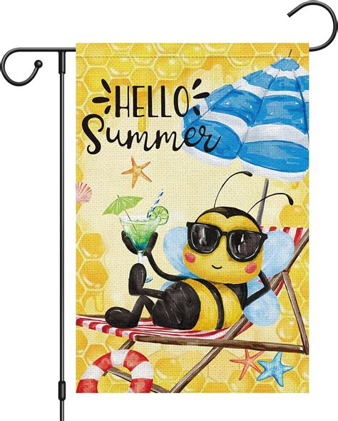 Amazon Heyfibro Hello Summer Garden Flag 12x18 Double Sided