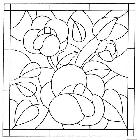 Coloriage Fleurs Vitrail JeColorie