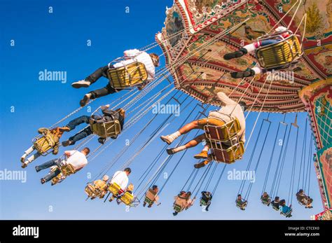 Chain Swing Ride At The Munich Oktoberfest Munich Germany Stock Photo