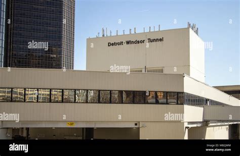 Entrance to the Detroit Windsor Tunnel which connects Detroit, Michigan ...