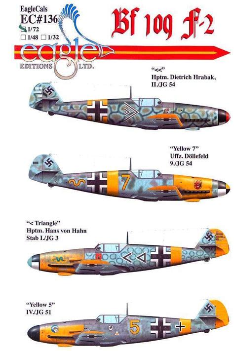 EagleCals Decals 1 72 MESSERSCHMITT Bf 109F 2 Fighter JG3 JG51 JG54