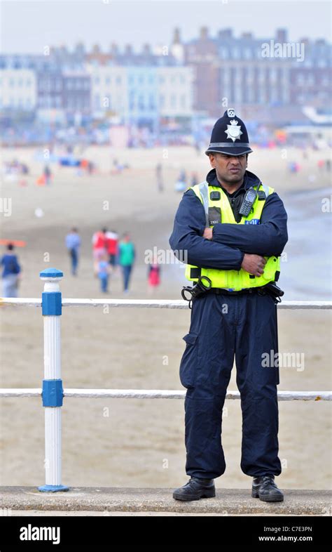 Police Officers On Duty Weymouth Dorset Britain Uk Stock Photo