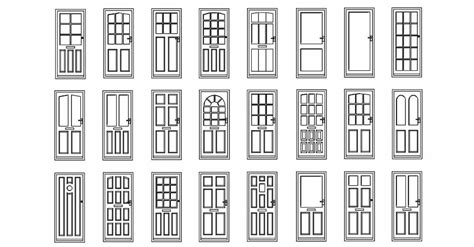 Pack De 24 Puertas En Alzado Dwg Descargar Bloques Autocad