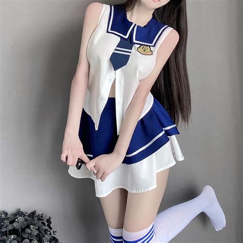 Cute Girl Cheerleader Sexy Student Uniform Set College Campus School