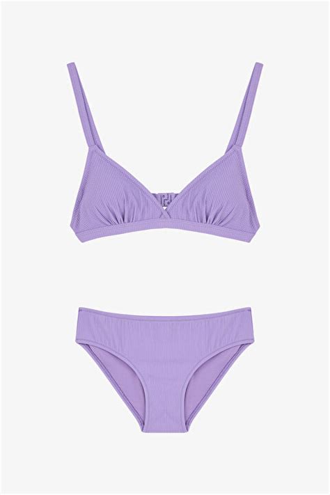 Lila Genç Kız Amaris Üçgen Bikini Takımı PLP015D725IY LA51 LILA Penti