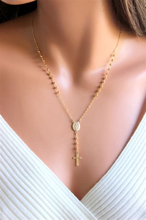 Rosary Necklace Gold Filled Choker Necklaces Women Etsy Italia