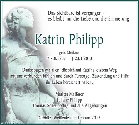 Traueranzeigen Von Katrin Philipp Abschied Nehmen De