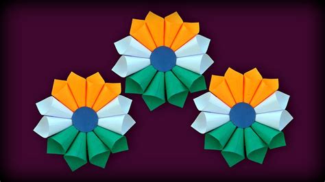 Diy Tricolor Paper Flower Decoration Independence Day Craft