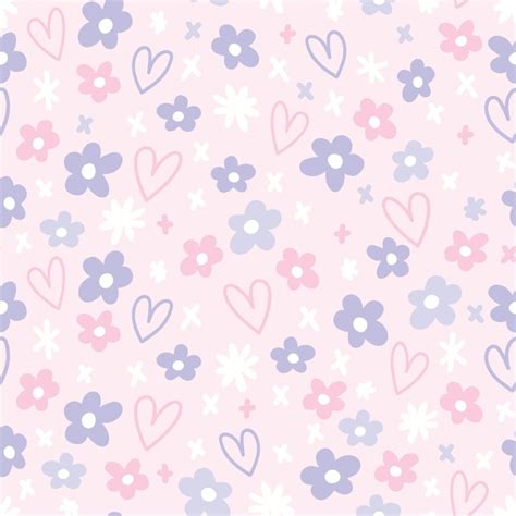 Lindo Doodle Flores Y Corazones De Patrones Sin Fisuras Ilustraci N De