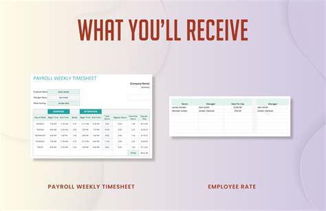 Payroll Weekly Timesheet Template in Pages, Numbers, MS Word, MS Excel ...