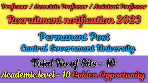 Permanent Assistant Professor Vacancy 2023 Assistant Professor