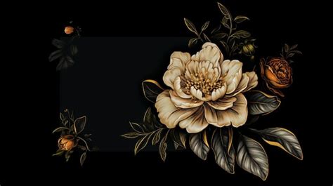 Premium AI Image | a black background with a floral design