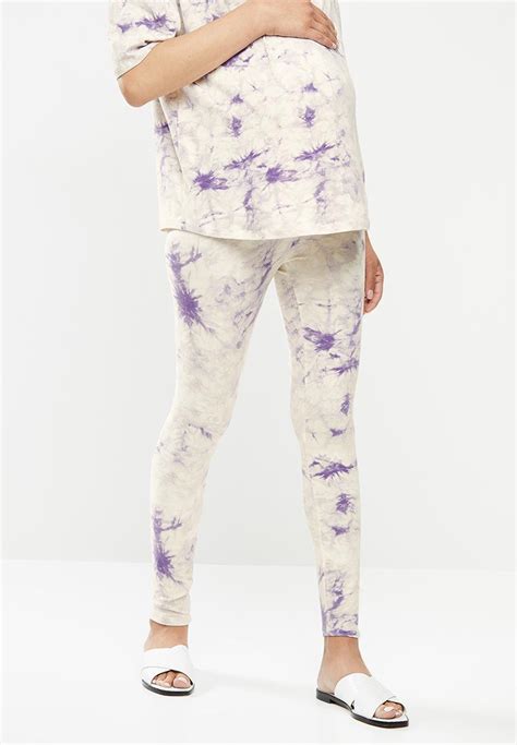 Maternity Tie Dye Legging White And Purple Missguided Bottoms