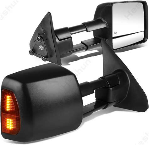 Espejos De Remolque De Giro LED Negro Para Toyota Tundra 2007 2021 Luz