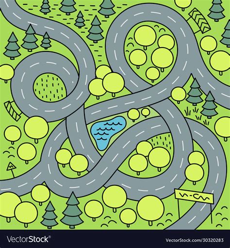 Road map for a children game on table Royalty Free Vector