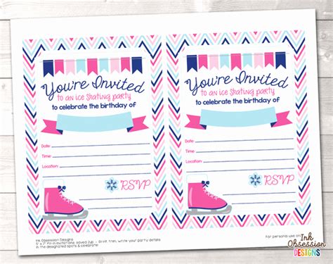 Free Printable Skating Party Invitations Example Document Template