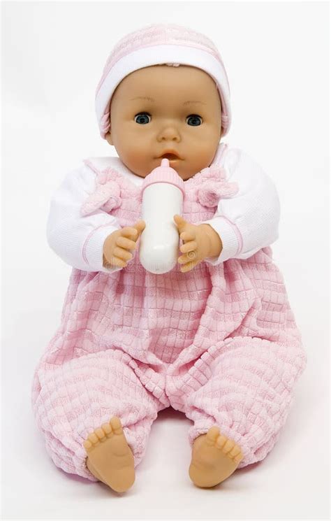 Baby Doll with a Feeding Bottle Stock Image - Image of baby, childhood ...