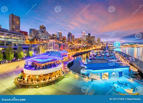 Seattle Washington Usa Pier And Skyline Editorial Stock Image Image