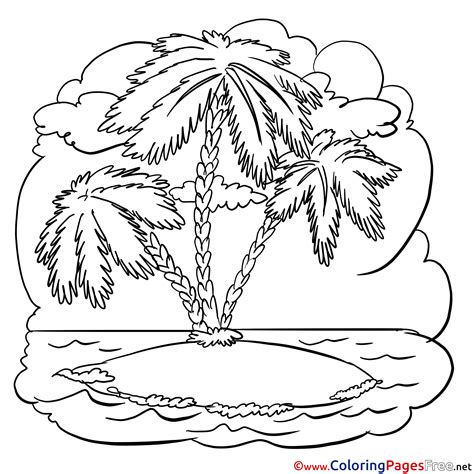 Island Palm Tree Colouring Page Printable Free