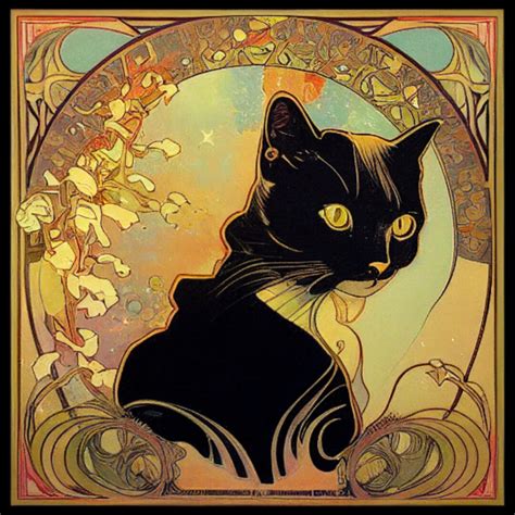 Alphonse Mucha Cat Art Print Perfect T For Cat Lovers And Etsy