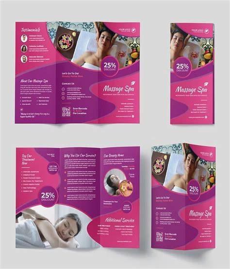 Massage Spa Tri Fold Brochure Template Ai Eps Spa Brochure Brochure Design Brochure Template