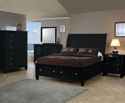 Sandy Beach Black Sleigh Storage Bedroom Set from Coaster (201329 ...