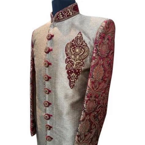 Xxl And L Embroidered Banarasi Designer Wedding Sherwani At Rs