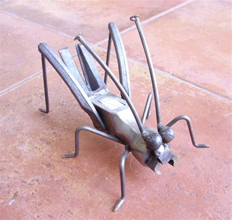 Grasshopper Sculpture Made From Recycled Tools Metal Art Projects