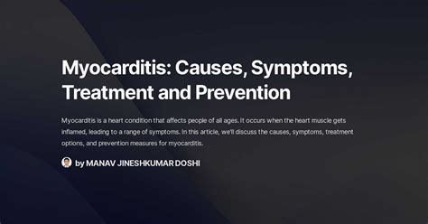 Myocarditis Causes Symptoms Treatment And Prevention