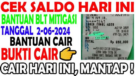 Cek Saldo HARI Ini MINGGU BANTUAN BLT MITIGASI Cair Serentak Daerah