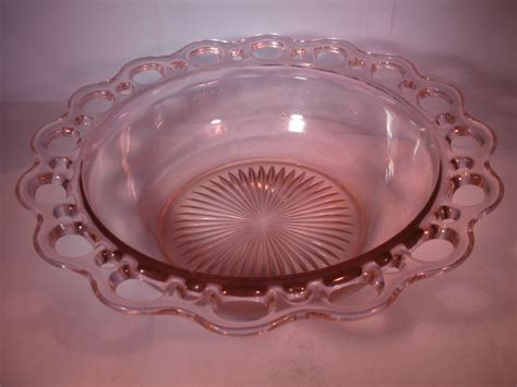 Vintage Pink Old Colony Open Lace” Depression Glass 9 12 Inch Plain