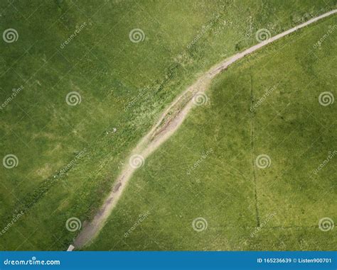 Aerial View Of A Rural Road Among The Grassland Stock Image Image Of