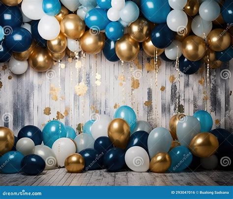 Blue And Gold Balloons Stock Illustration Illustration Of Birthday