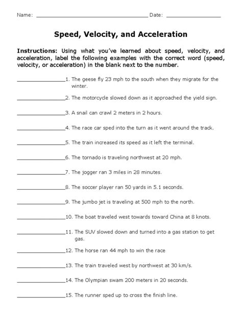 Worksheet Speed | PDF