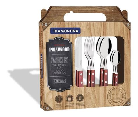 Cubiertos Tramontina Polywood Piezas Juego Set Inoxidable