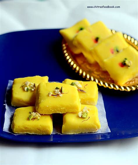 Kesar Burfi Recipe With Milk Powder Milk Powder Burfi Recipe Chitra