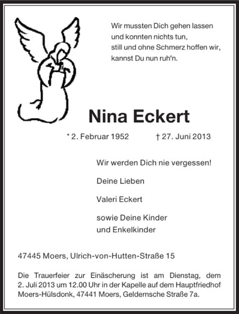 Alle Traueranzeigen F R Nina Eckert Trauer Rp Online De