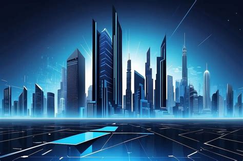 Premium Photo Blue Technology City Building Cool Banner Background