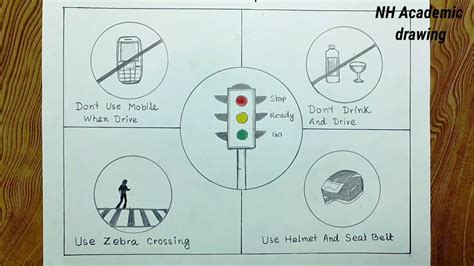 Road Safety Rules Drawing How To Draw Road Safety Rules With Pencil