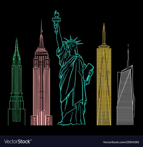 New York Buildings Royalty Free Vector Image VectorStock