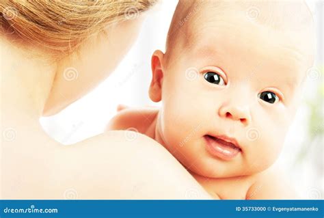 Newborn Baby In The Arms Of Mother Stock Photo Image Of Caucasian