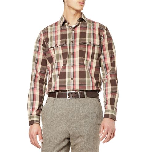 Polo Ralph Lauren Plaid Shirt With Suede Elbow Patches In Brown For Men