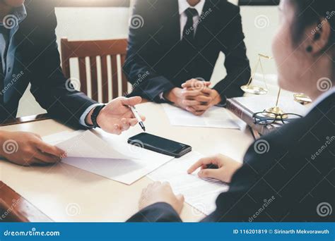 Lawyer And Attorney Having Team Meeting At Law Firm Stock Image