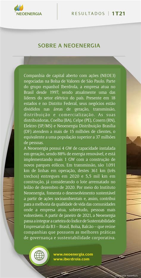 Neoenergia Divulga Resultados Financeiros E Operacionais E Registra