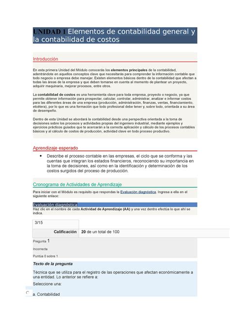 Unidad 1 Elementos De Contabilidad General Y La Contabilidad De Costos