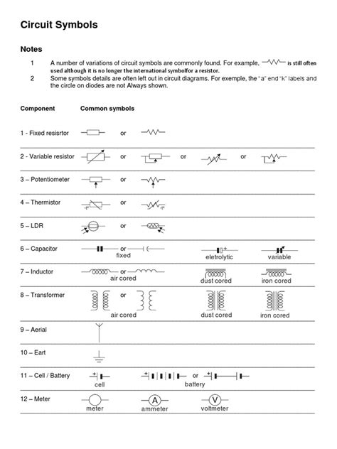 Circuit Symbols | PDF | Amplifier | Electronic Circuits