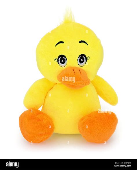 Duck Plushie Doll Isolated On White Background With Shadow Reflection