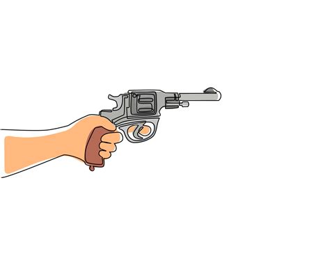 Pistola De Revólver De Mano De Dibujo Continuo De Una Línea Pistola